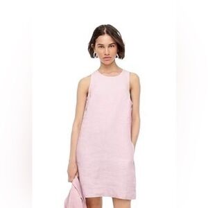 J.Crew Linen Pinkish Lavender Shift Dress w/ Pockets and Button Back XXL EUC